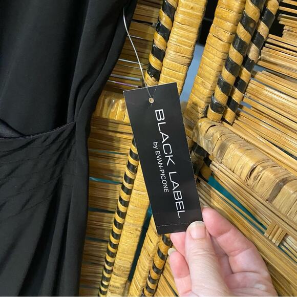 Evan Picone Black Sheath knee length faux wrap dress NWT size 6 - Picture 4 of 12